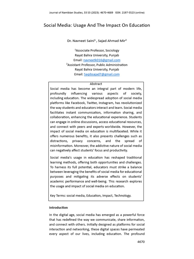 Social Media's Impact on Education | PDF | Social Media | Popular ...