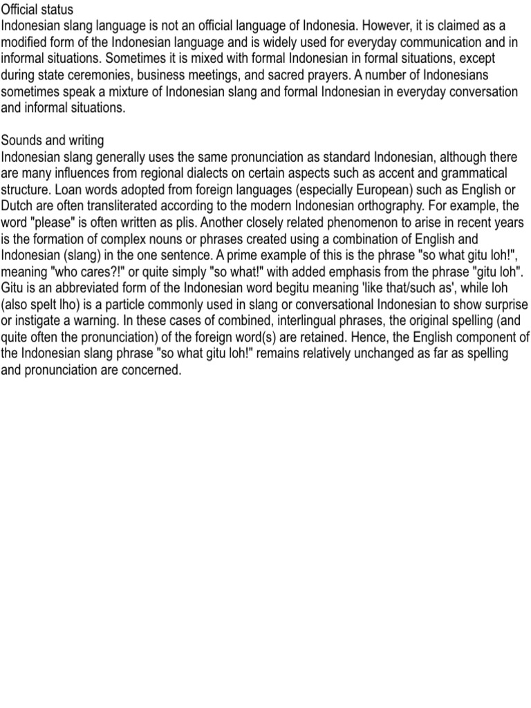 Official and Sound and Writing Idn Slang | PDF | Language Arts & Discipline