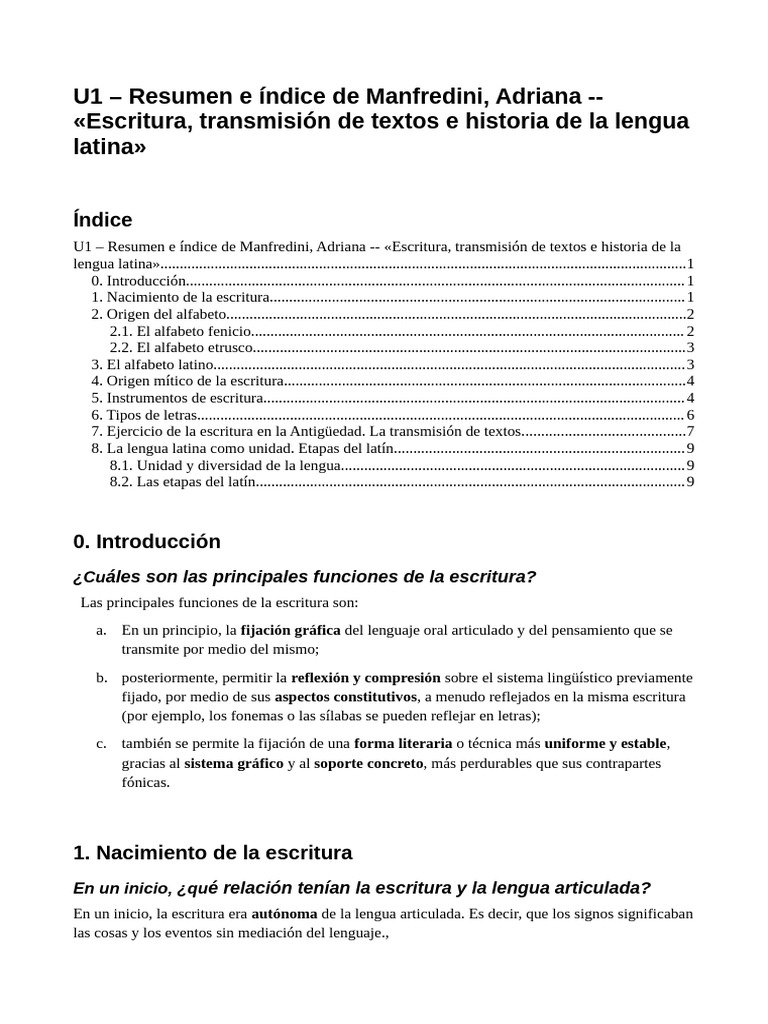 Escritura y lengua latina en Manfredini | PDF | Alfabeto | Escritura