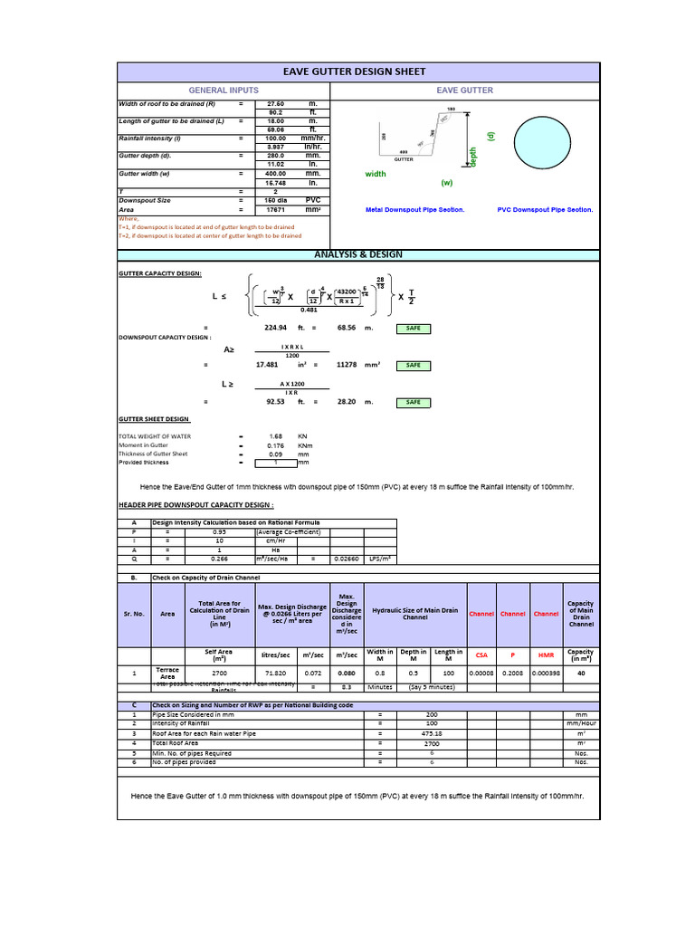 Gutter 0 Downtake Pipe Design | PDF | Civil Engineering