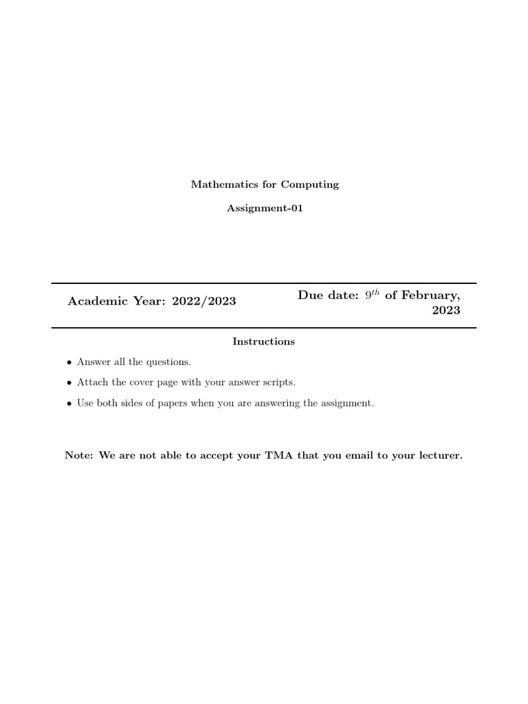 Mathematics for Computing Assignment 2022 | PDF | First Order Logic ...