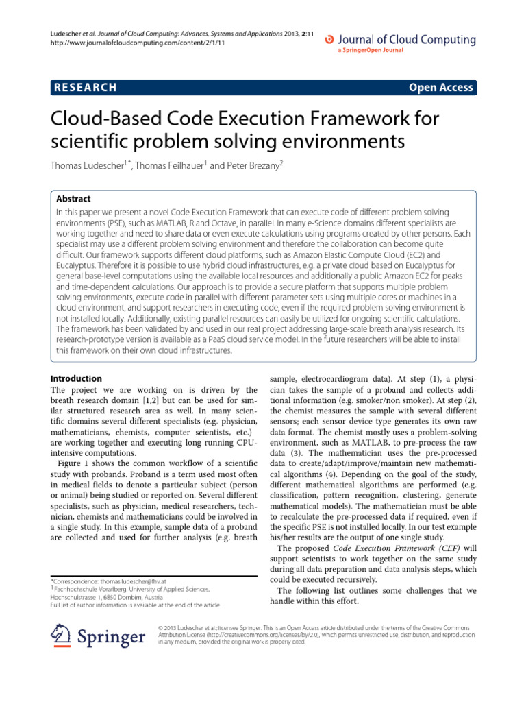 Cloud Framework for Parallel Code Execution | PDF | Cloud Computing ...