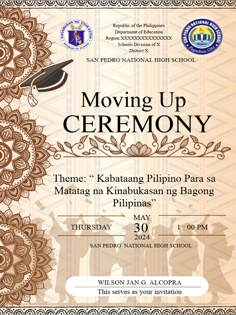 San Pedro National High School Moving Up Ceremony 2024 | PDF | Philippines