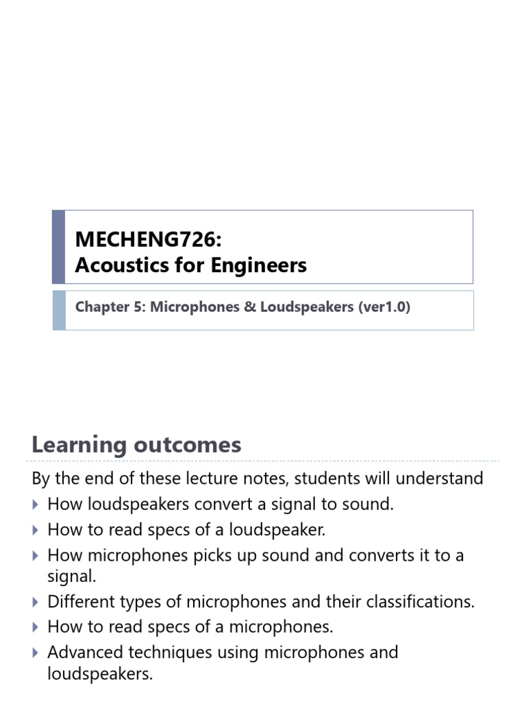 Microphones and Loudspeakers Overview | PDF | Microphone | Loudspeaker