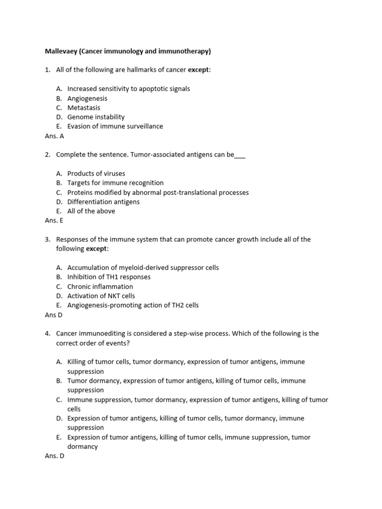 Past questions test 2 pdf transplant rejection t cell