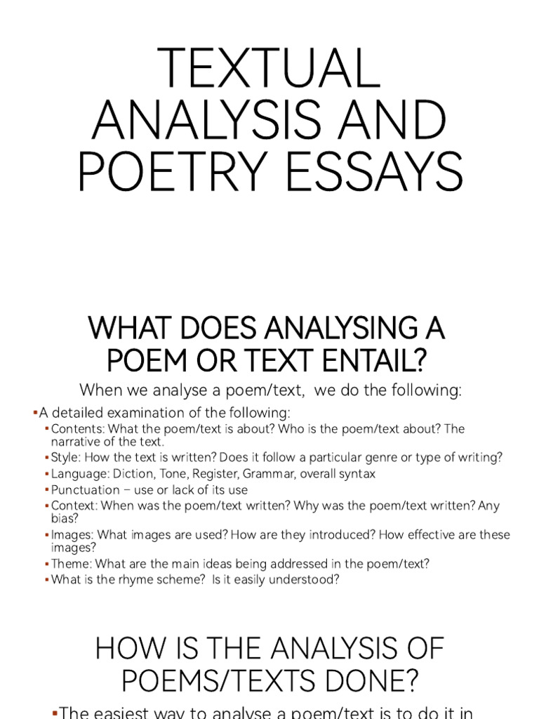 Textual Analysis and Poetry Essay - Edited | PDF | Poetry | Essays
