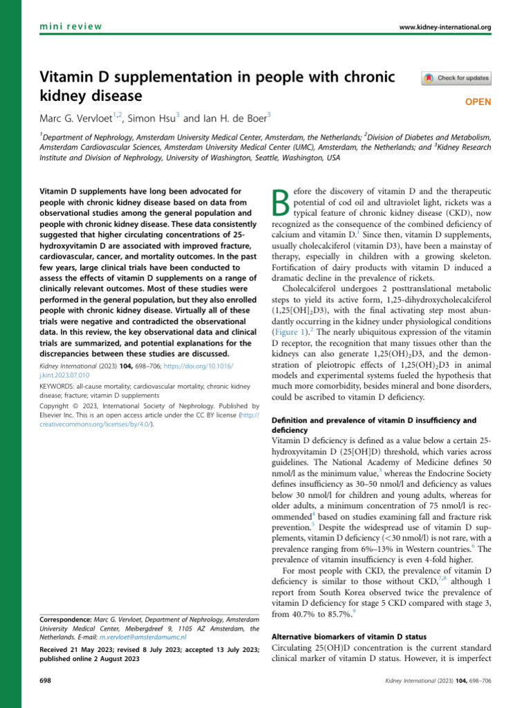Vitamin D Supplementation in People With Chronic K | PDF | Vitamin D ...