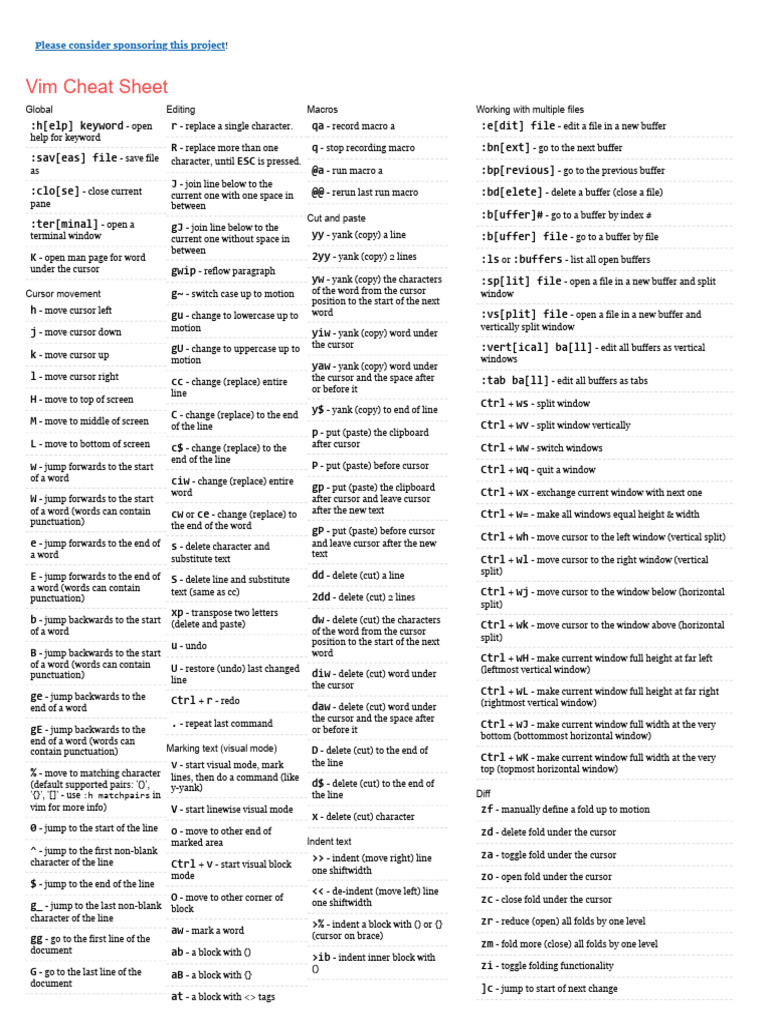 Vim Editor Command List | PDF | Human–Computer Interaction | Software