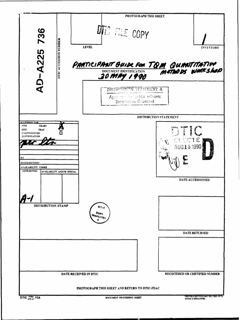 Participant Guide For Total Quality Management (TQM) - Quantitative ...