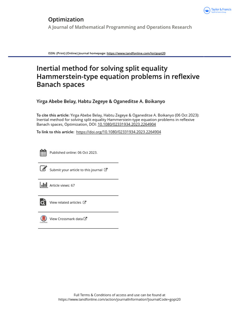 Inertial Method For Solving Split Equality Hammerstein-Type Equation ...