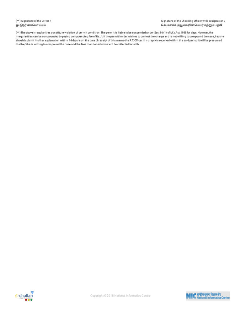 Echallan Parivahan gov In Mparivahan Api Print Pdf Challan No 