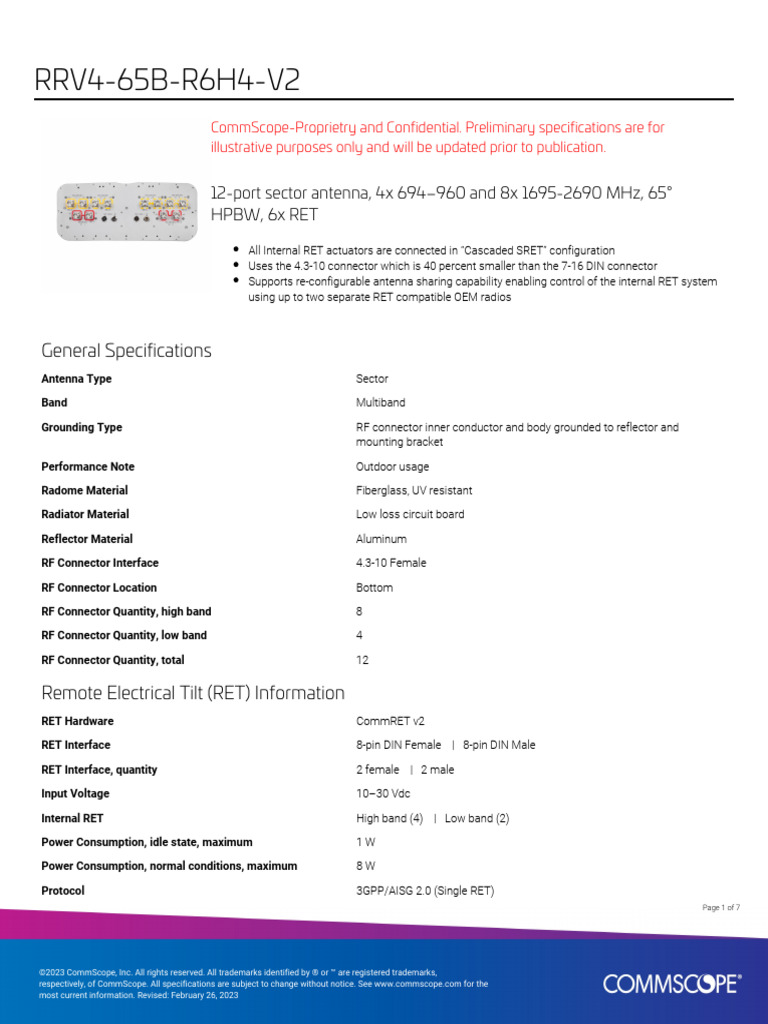 RRV4-65B-R6H4-V2 Antenna Specifications | PDF | Antenna (Radio ...
