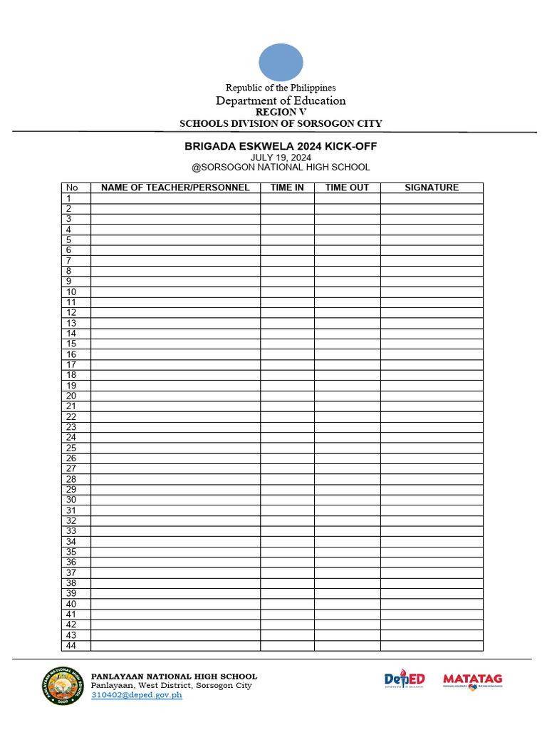 BE KIck Off Attendance Sheet | PDF