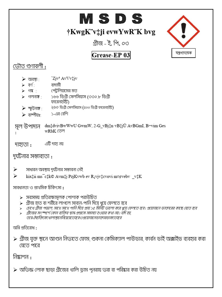 MSDS of Grease-EP03 | PDF