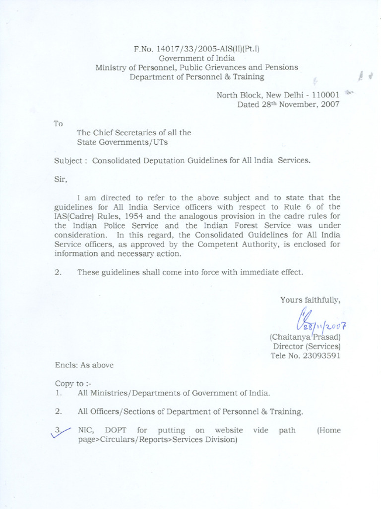 Consolidate Deputation Guidelines | PDF