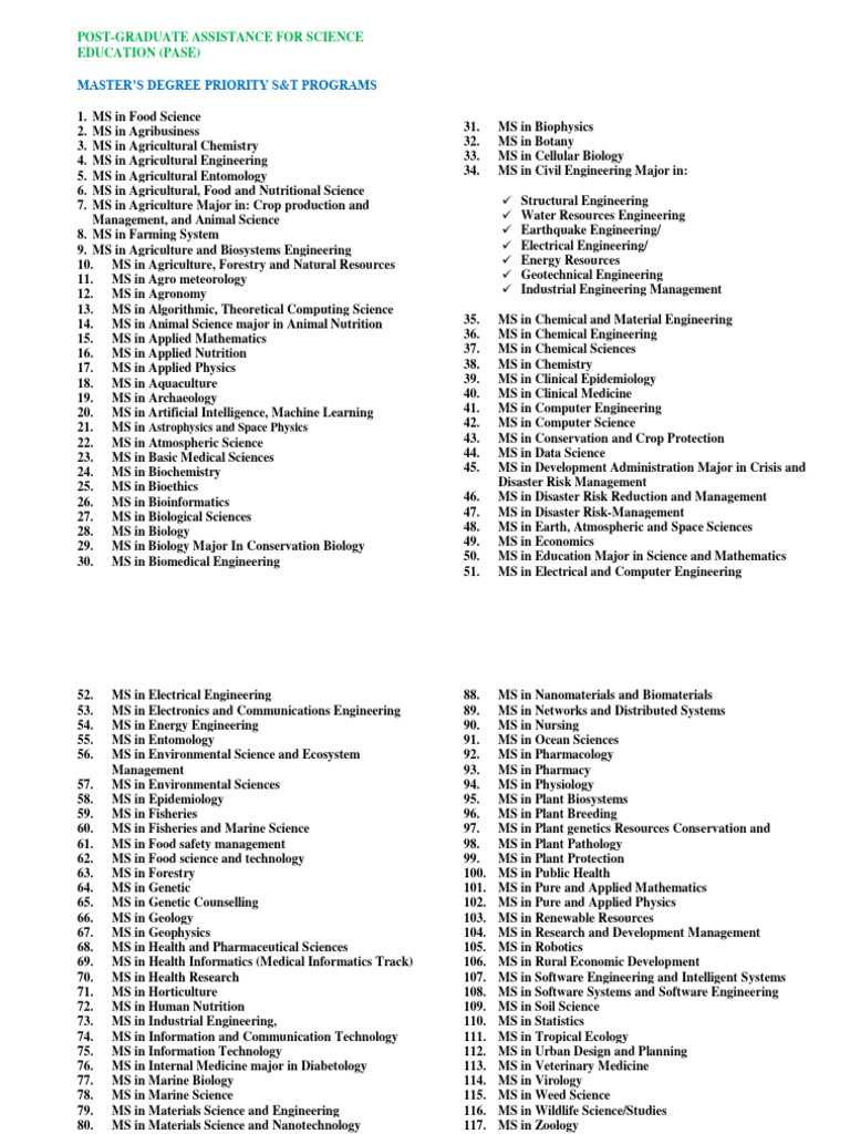Pase Priority Courses For Sy. 2024 (Edited) | PDF | Engineering | Science
