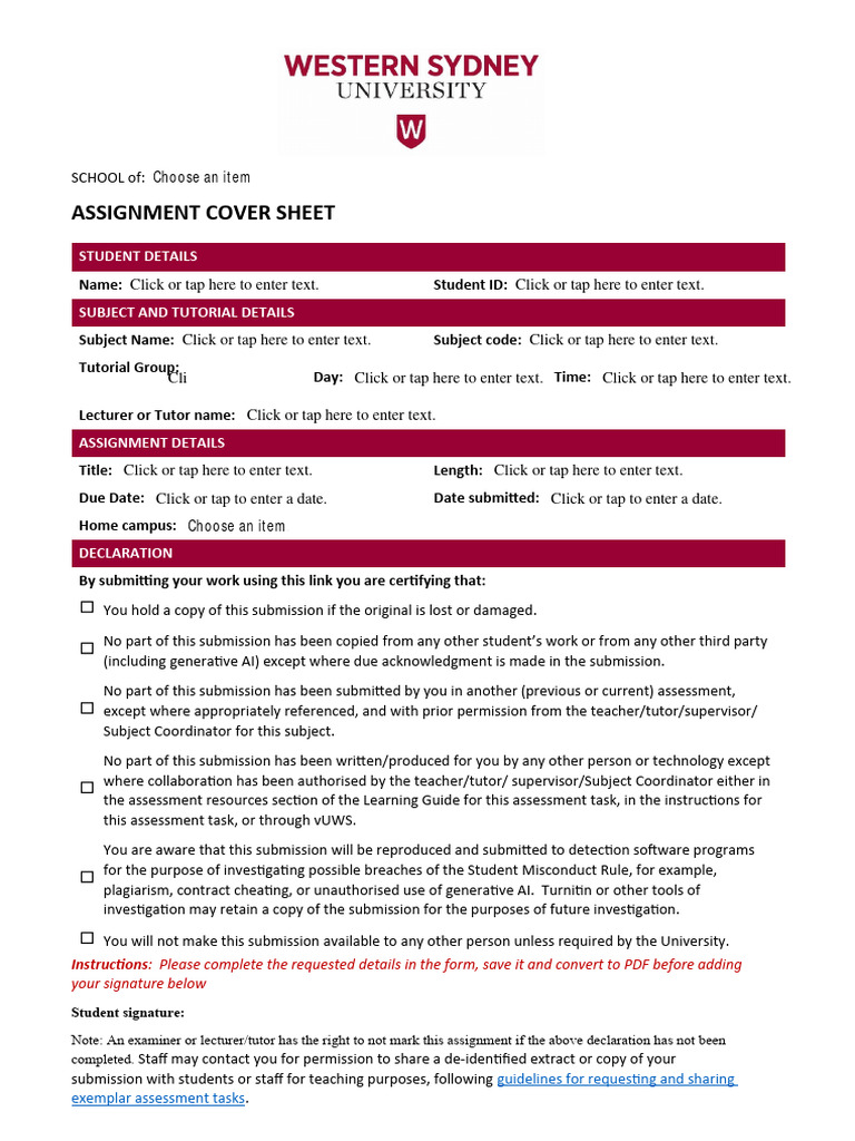 Assignment Cover Sheet Template | PDF | Turnitin | Learning