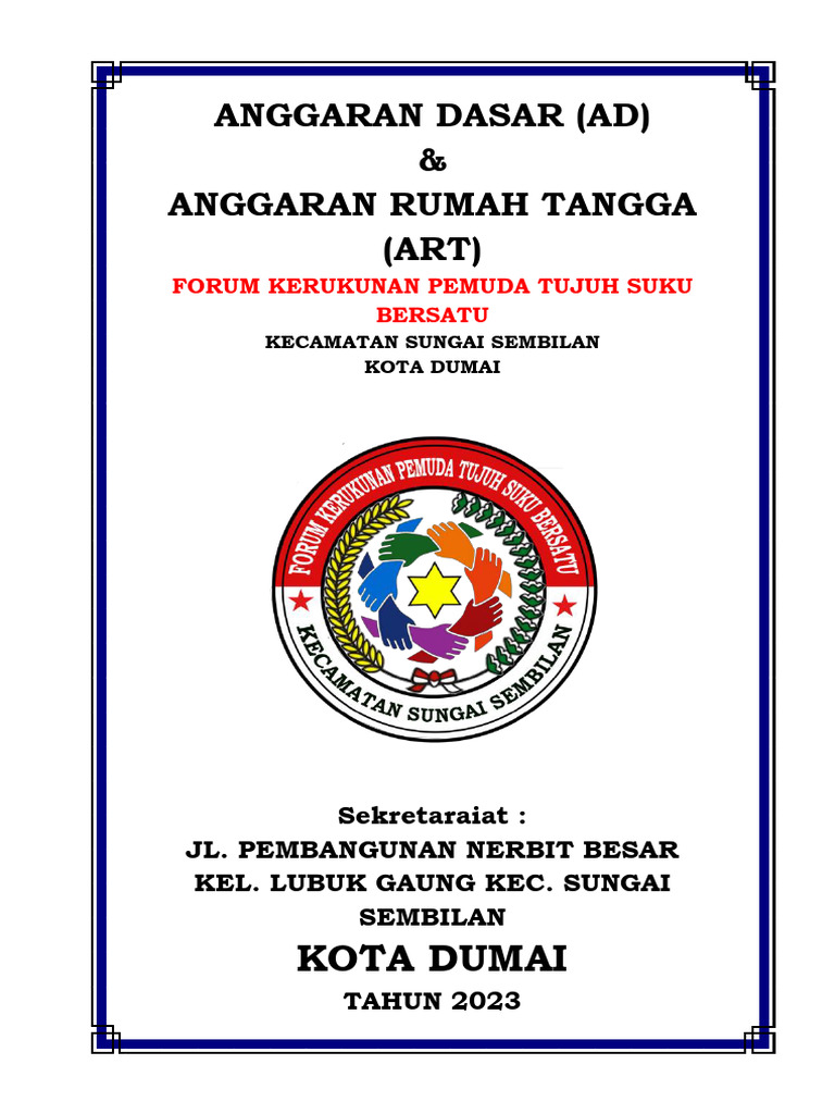 AD/ART Forum Kerukunan Pemuda 2023 | PDF