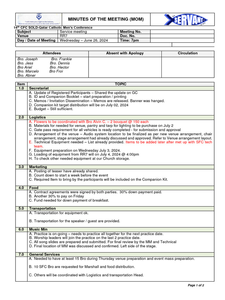 14th Natcon MOM 06-26-24 | PDF