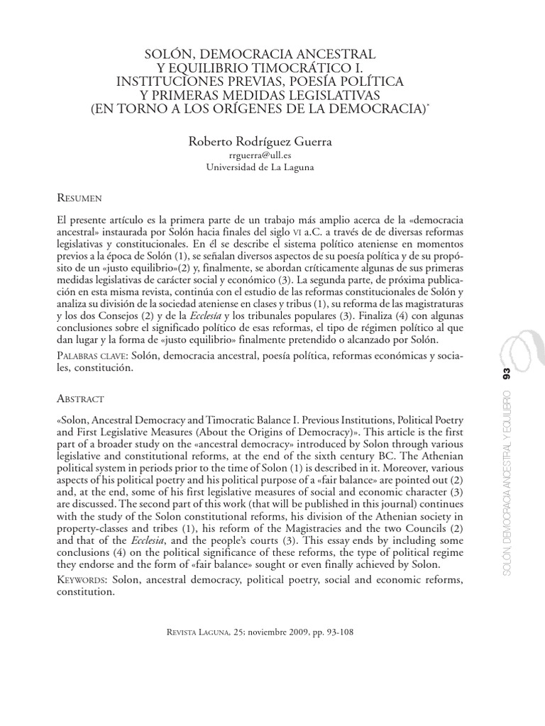 Solón y la Democracia Ancestral en Atenas | PDF | Atenas clásica ...