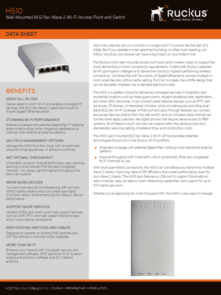 Ds Ruckus h510 | PDF | Wi Fi | Ieee 802.11