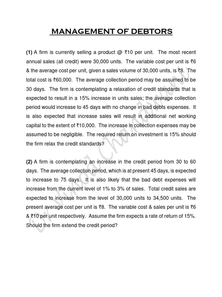 Managment of Debtors | PDF | Credit | Finance & Money Management