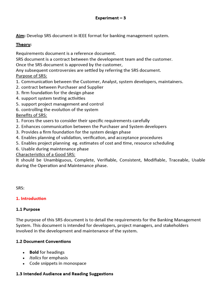 Banking Management System SRS Document | PDF | Banks | Computer Security
