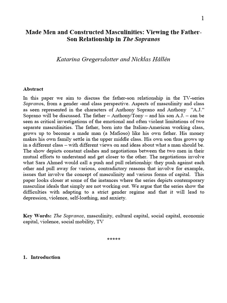 Father-Son Dynamics in The Sopranos | PDF | Masculinity | Social Capital