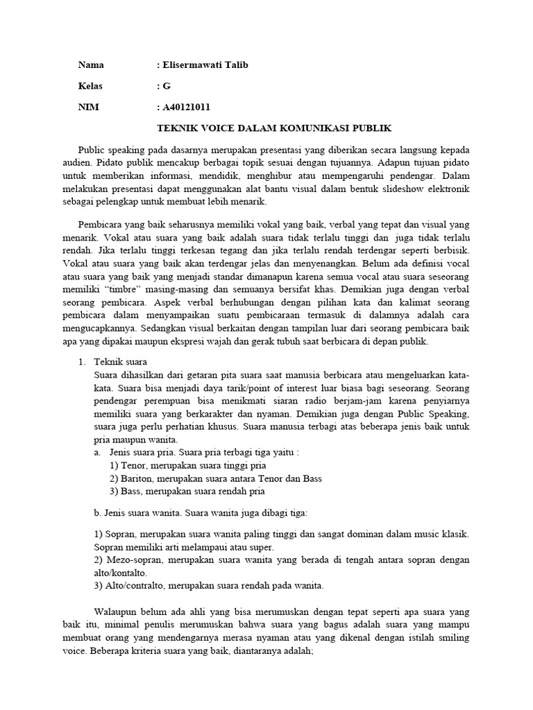 Teknik Suara untuk Public Speaking | PDF
