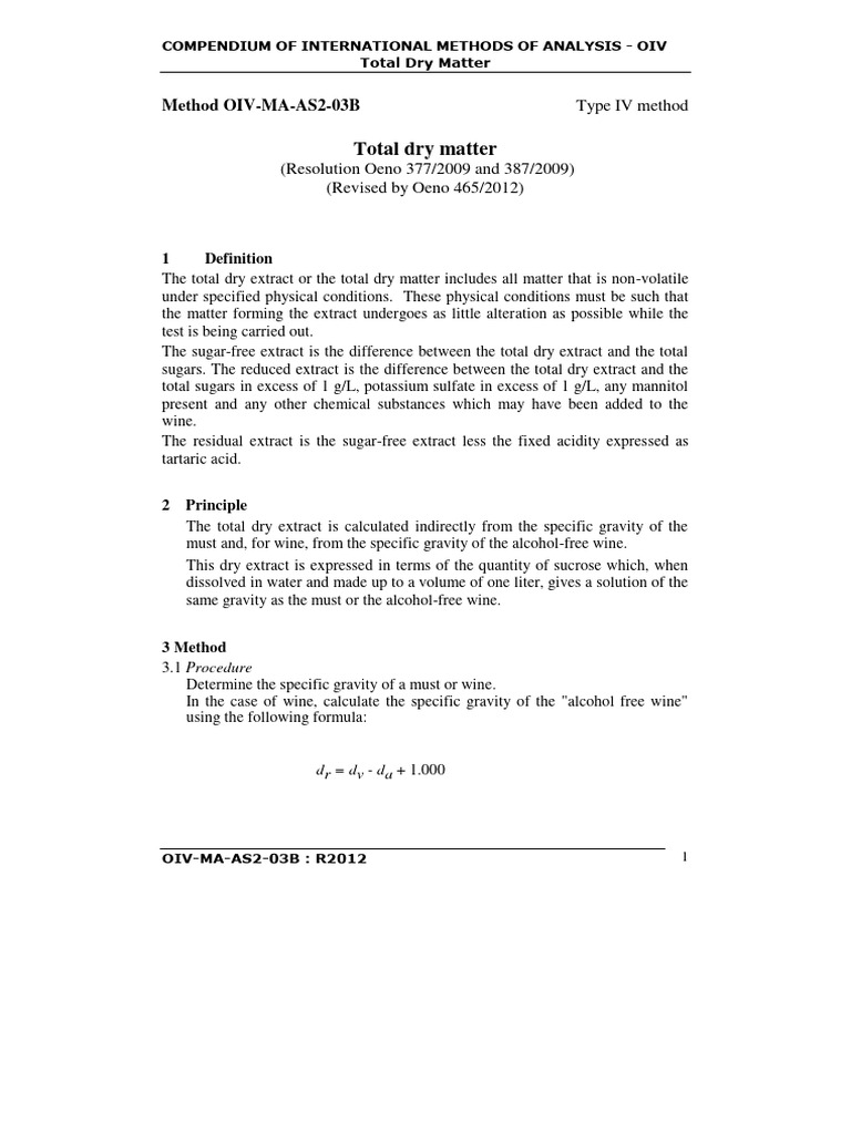 Oiv Ma As2 03b | PDF | Sucrose | Fructose