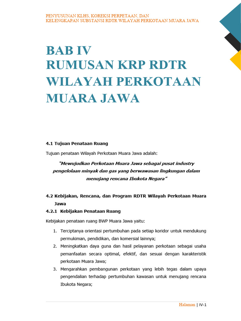 RDTR Perkotaan Muara Jawa: Rencana dan Kebijakan | PDF