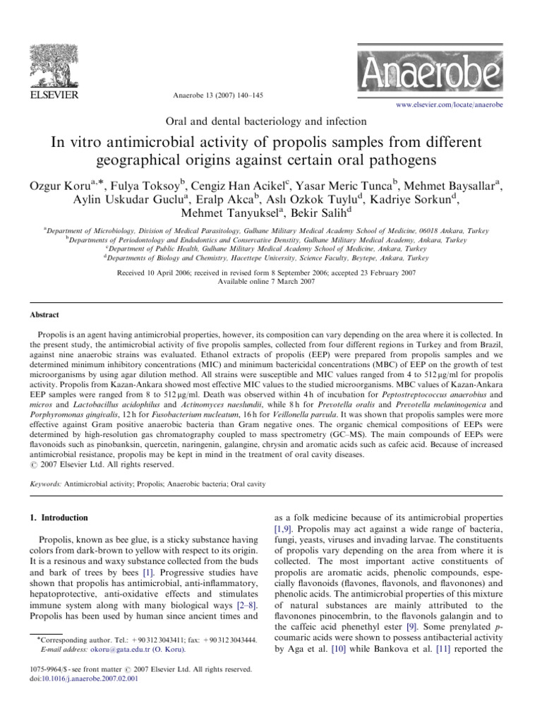 Antimicrobial Activity of Propolis Samples | PDF | Microbiology