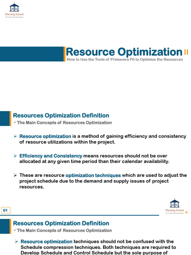Resources Optimization in Primavera P6 | PDF | Program Optimization ...
