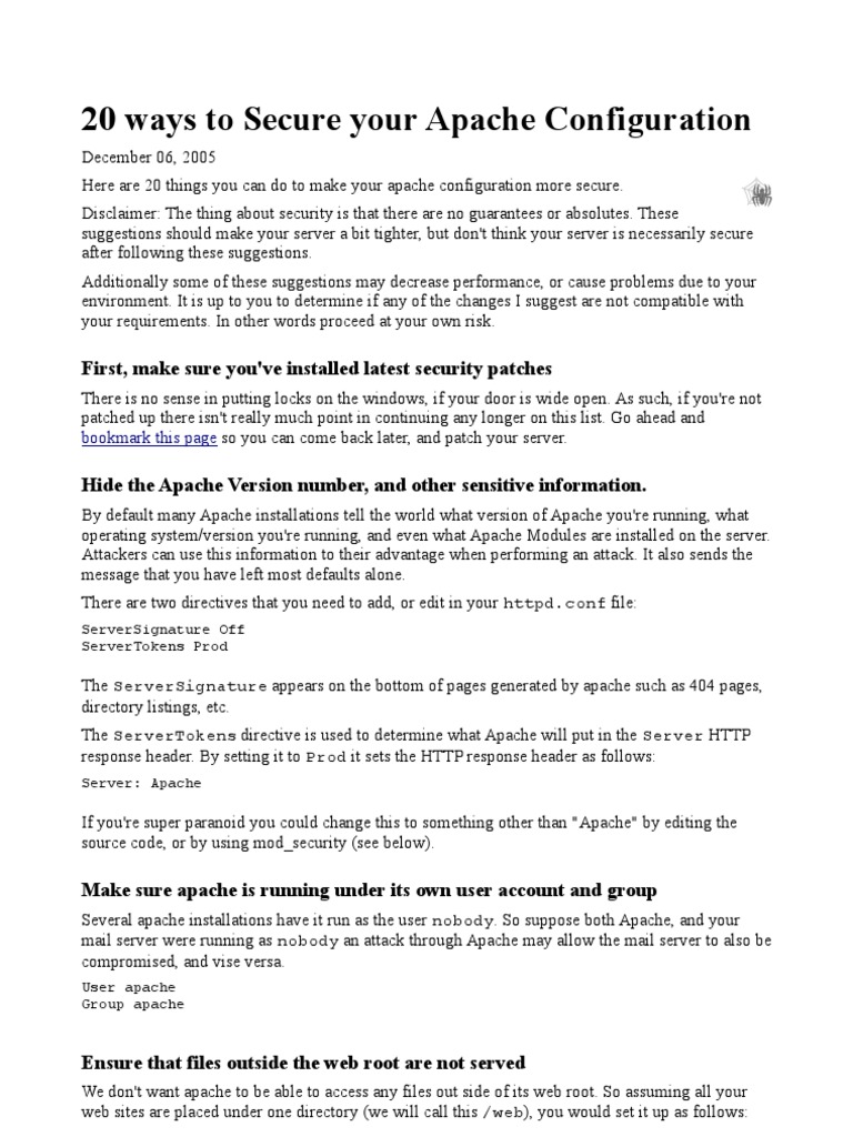 Secure Apache Configuration PDF Apache Http Server  Server