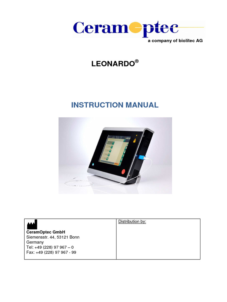 Manual CO IFU Leonardo-E Fuser Guide | PDF | Laser | Optical Fiber