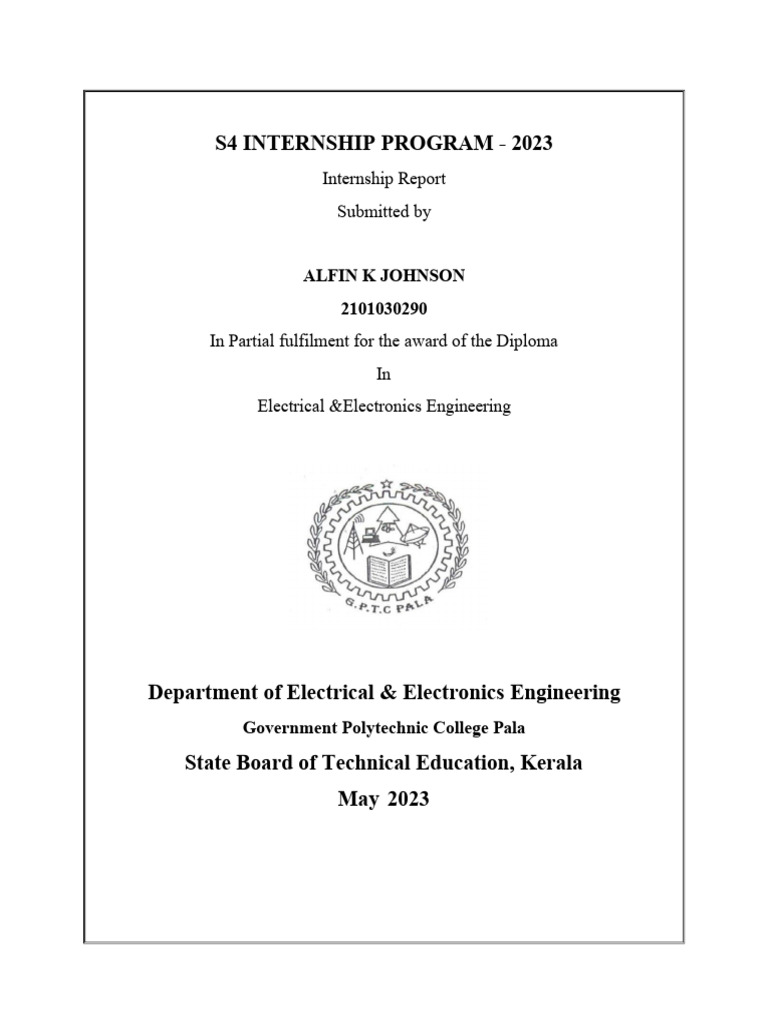2023 Electrical Engineering Internship Report | PDF | Electrical ...