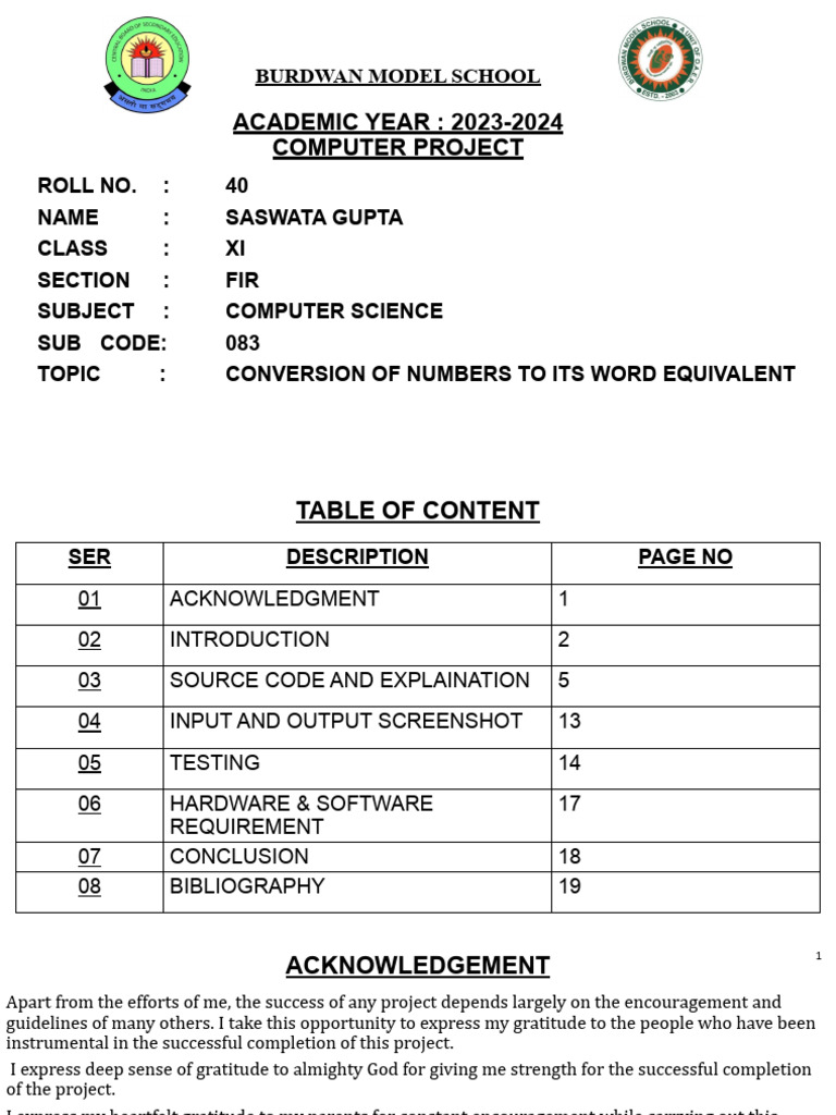 Computer Project | PDF | Computer Program | Programming