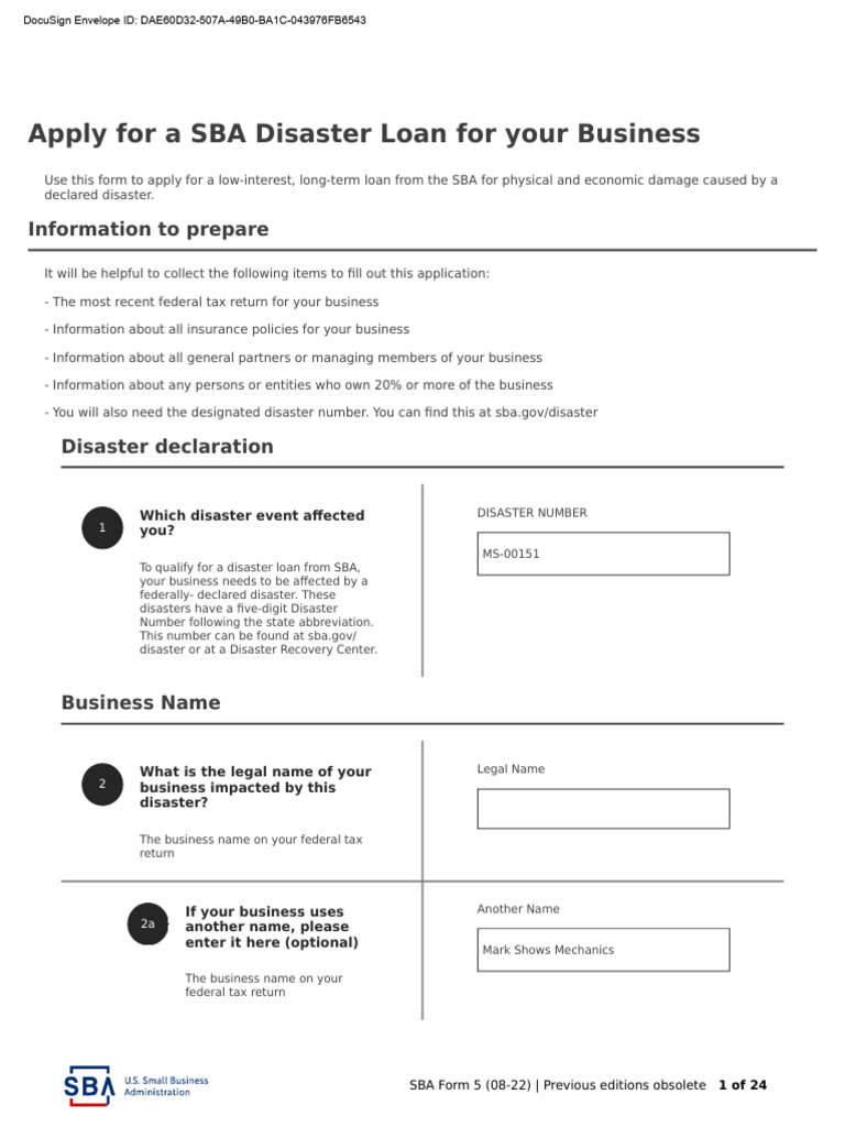 SBA Disaster Loan Application Guide | PDF | Small Business ...