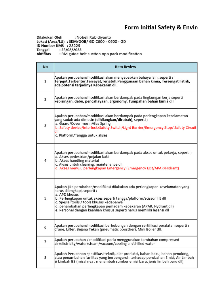 SKM - Initial Safety & Environment Assessment - RM Guide Belt Suction ...