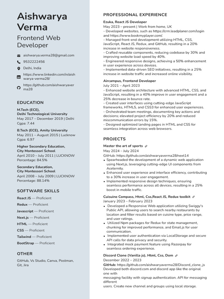 Aishwarya Verma - React JS | PDF | World Wide Web | Internet & Web