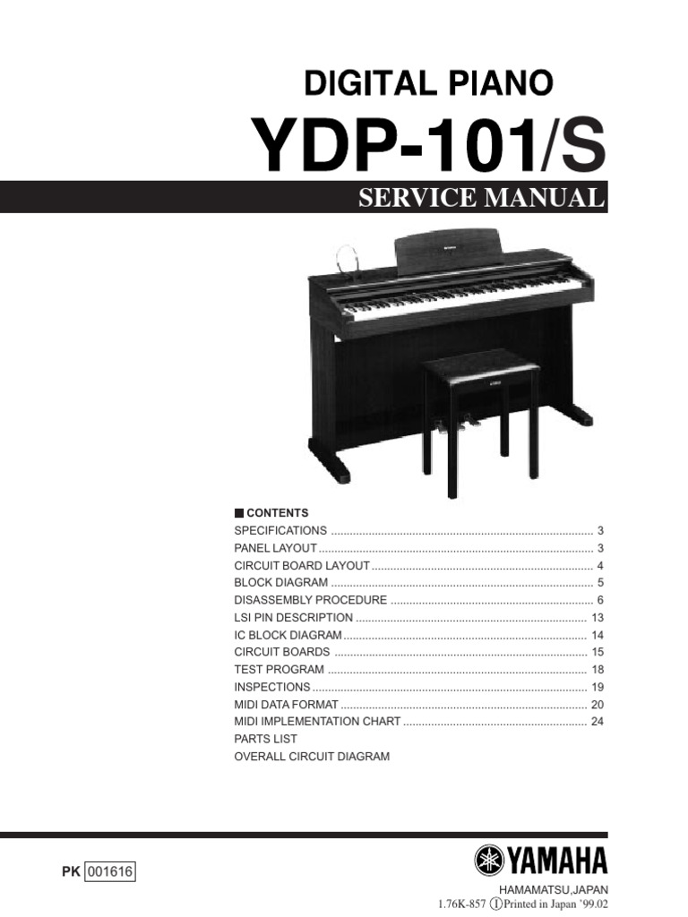 Yamaha YDP-101 Service Manual | PDF | Input/Output | Piano