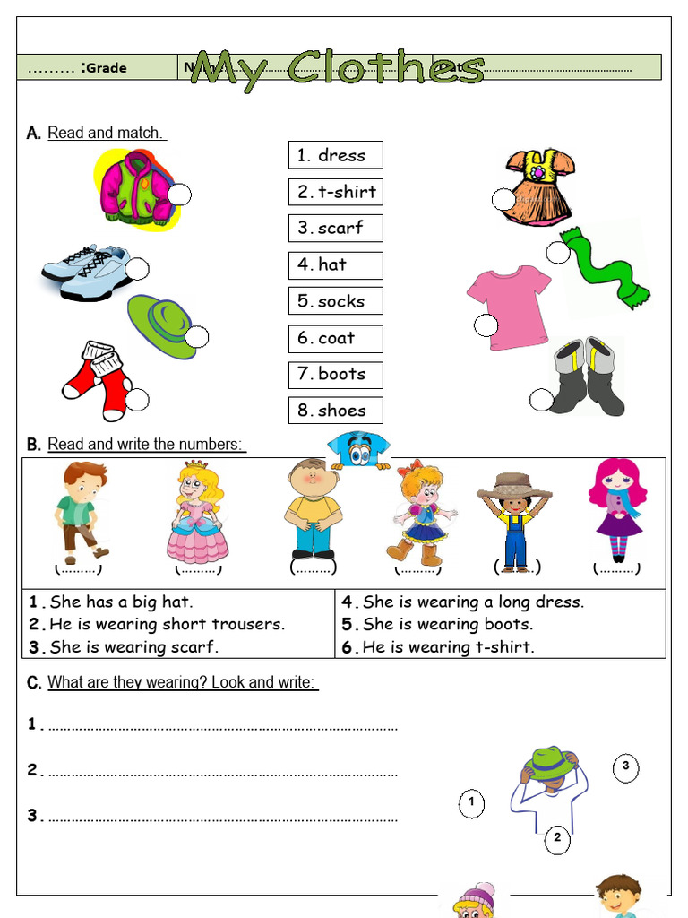 Clothing Vocabulary Worksheet | PDF