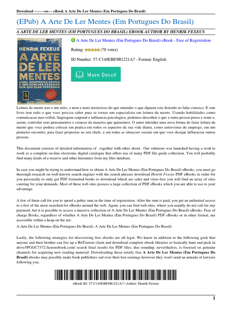 A Arte De Ler Mentes: eBook Download | PDF | Amazon Kindle | E Reader