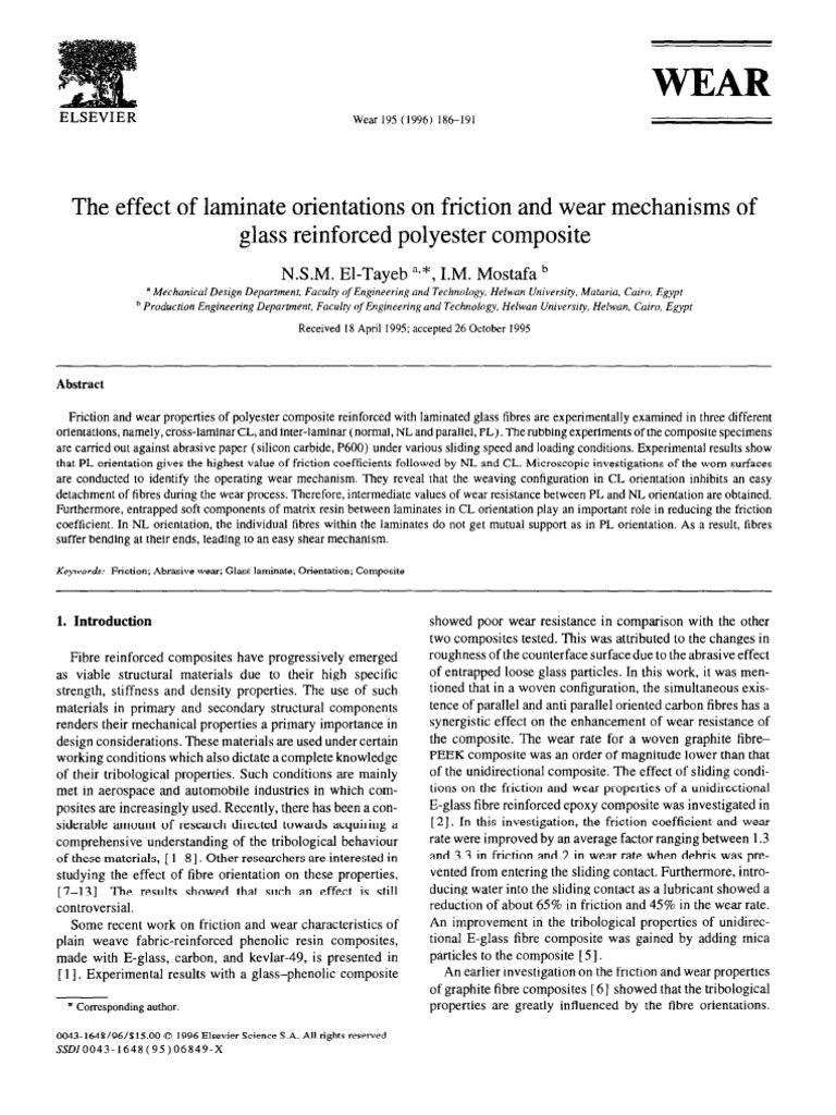The Effect of Laminate Orientations On Friction and Wear Mechanisms of ...