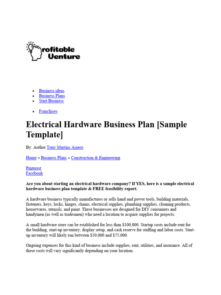 Business Ideas Pdf Hardware Store Sales