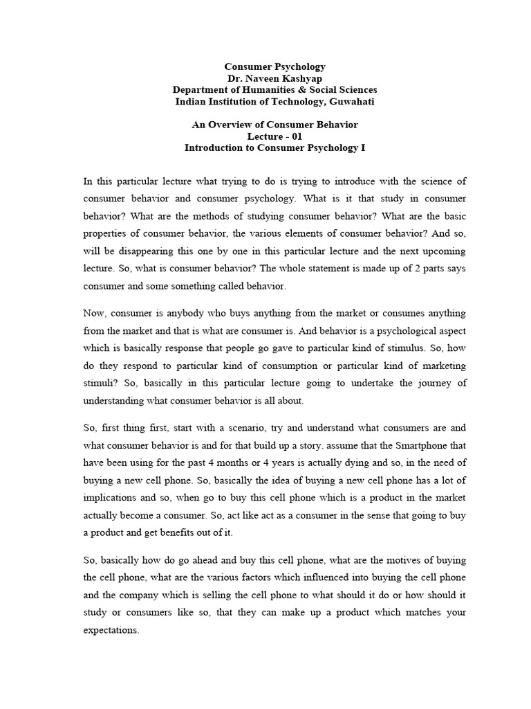 Introduction to Consumer Psychology | PDF | Consumer Behaviour | Marketing