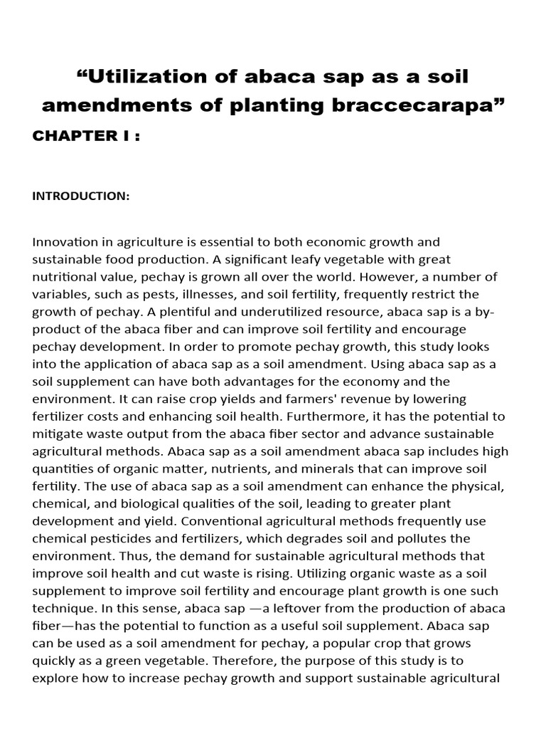Agricultural Innovation Boosting Petchay Growth Using Abaca Sap | PDF ...