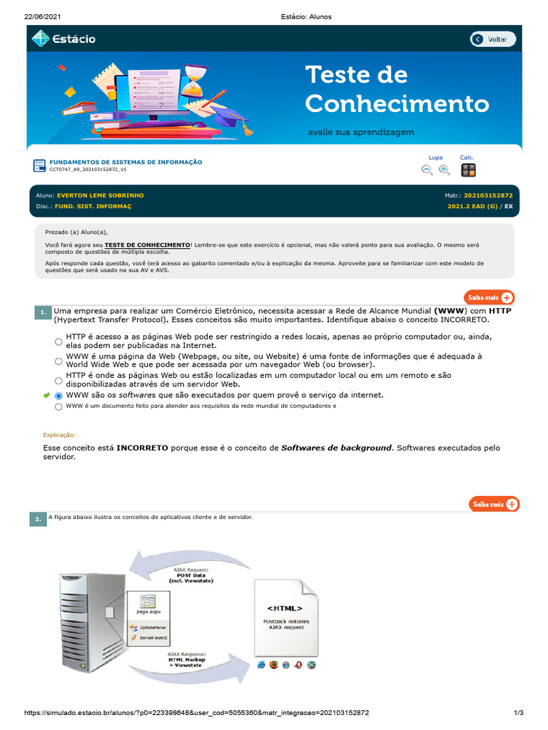 Teste de Conhecimento em Sistemas de Informação | PDF | Rede mundial de ...