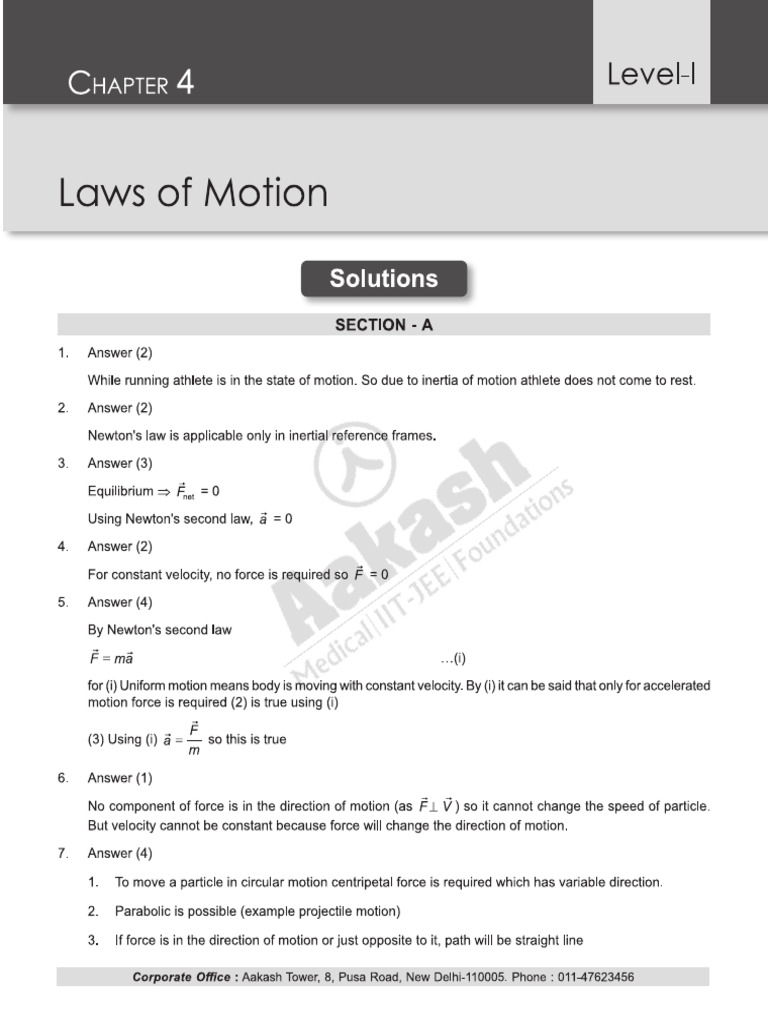 CLS MED 24 25 XI Phy Package 2 Level 1 Chapter 4 | PDF