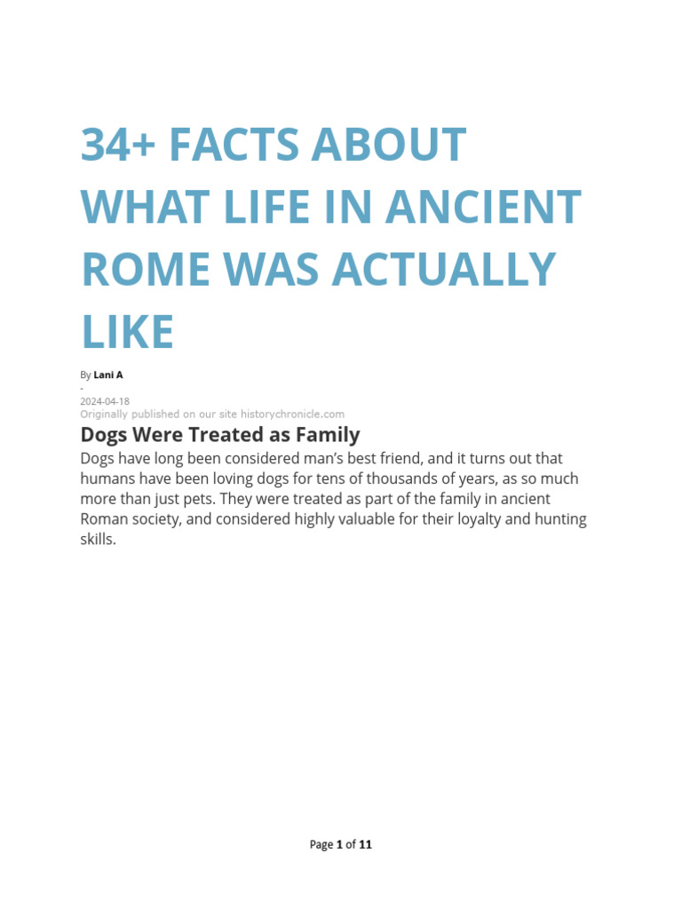 Life in Ancient Rome: 34 Fascinating Facts | PDF | Ancient Rome | Dogs
